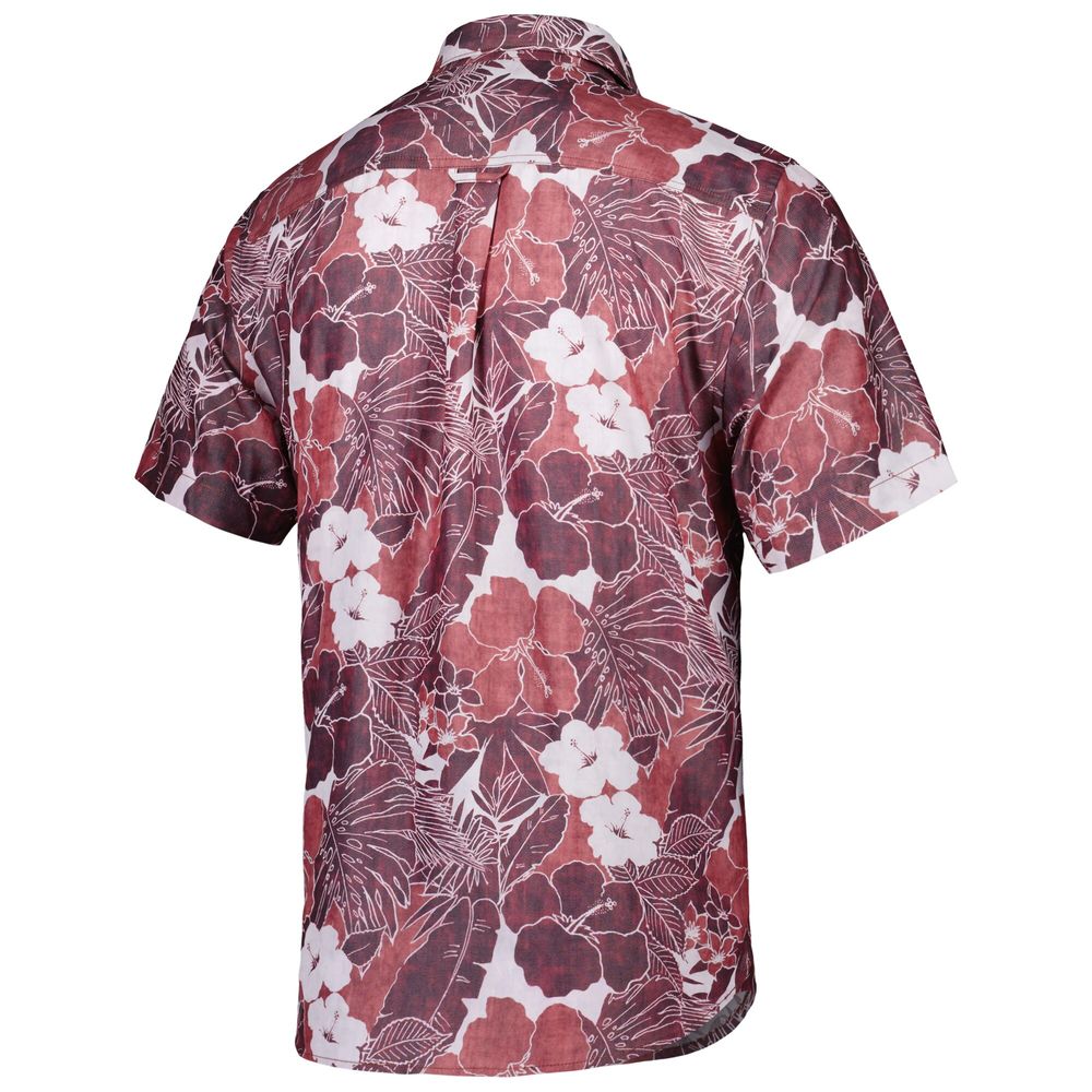 Men's Tommy Bahama Burgundy Washington Commanders Coconut Point Playa Floral Camp IslandZone Button-Up Shirt