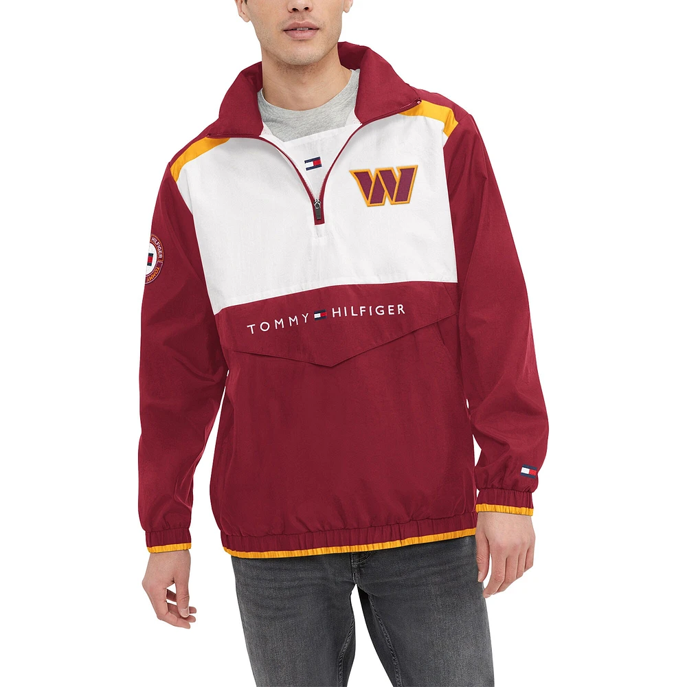 Haut à capuche demi-zip Tommy Hilfiger pour hommes bordeaux/blanc Washington Commanders Carter