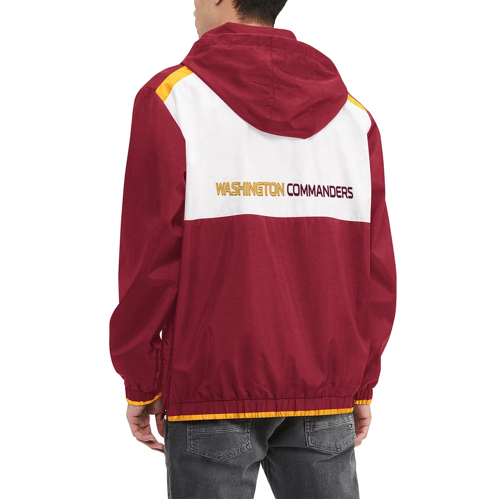 Haut à capuche demi-zip Tommy Hilfiger pour hommes bordeaux/blanc Washington Commanders Carter