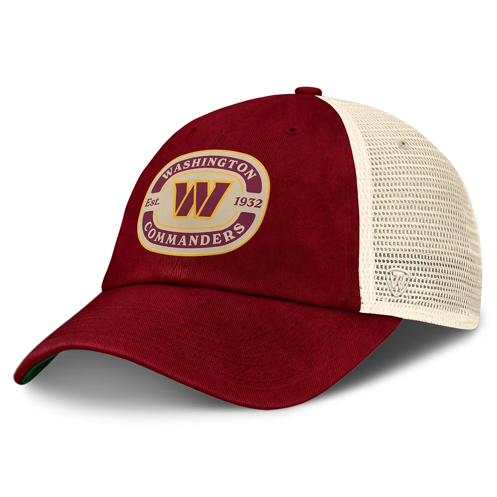 Casquette ajustable pour homme Top of the World avec patch d'équipe Washington Commanders Bordeaux