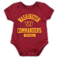 Newborn & Infant Burgundy/Gold/Heather Gray Washington Commanders Three-Piece Eat Sleep Drool Bodysuit Set