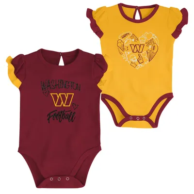 Washington Commanders Newborn & Infant Too Much Love Two-Piece Bodysuit Set - Burgundy/Gold