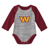 Newborn & Infant Burgundy/Heathered Gray Washington Commanders Born To Win Two-Pack Long Sleeve Bodysuit Set