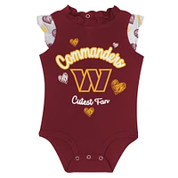 Newborn & Infant Washington Commanders Happy Hearts 2-Piece Bodysuit Set