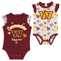 Newborn & Infant Washington Commanders Happy Hearts 2-Piece Bodysuit Set