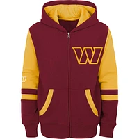 Sweat à capuche fermeture éclair et blocs de couleur bordeaux Washington Commanders Stadium préscolaire