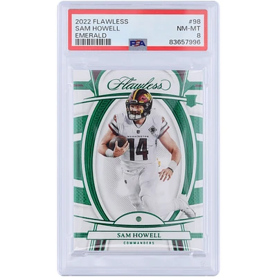 Carte de recrue authentifiée Sam Howell Washington Commanders 2022 Panini Flawless Emerald #98 #3/5 PSA 8