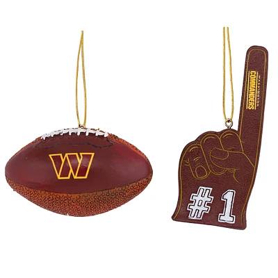 Ensemble de deux décorations de doigts en mousse et ballon de football Washington Commanders de The Memory Company