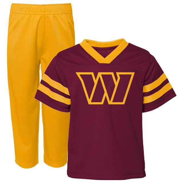 Ensemble haut et pantalon en jersey à encolure V pour tout-petits Washington Commanders Red Zone bordeaux/dorés