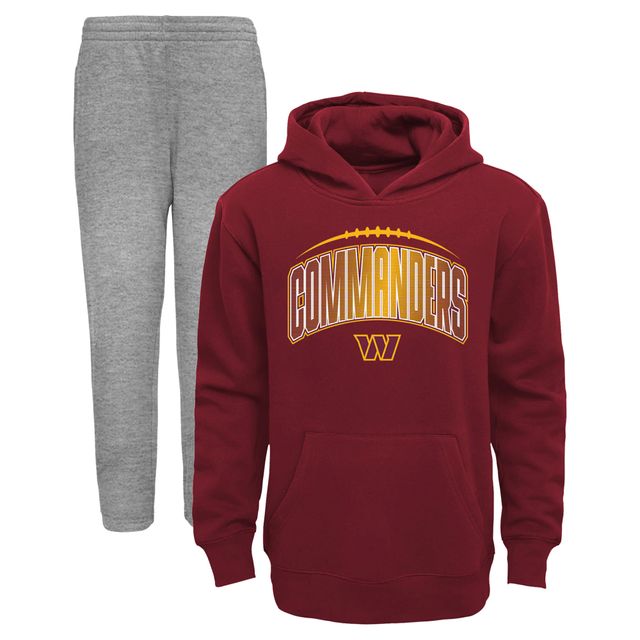 Ensemble sweat à capuche et pantalon Washington Commanders Double-Up bordeaux/gris chiné pour tout-petit