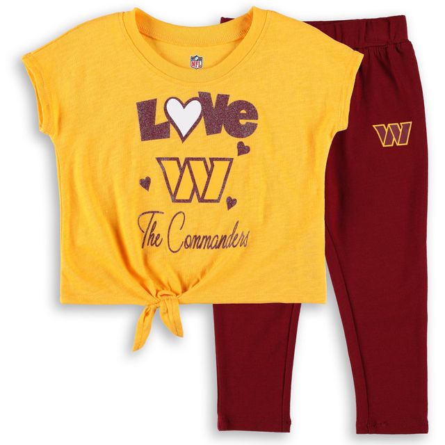 Ensemble t-shirt et legging Washington Commanders Forever Love or/bordeaux pour tout-petit