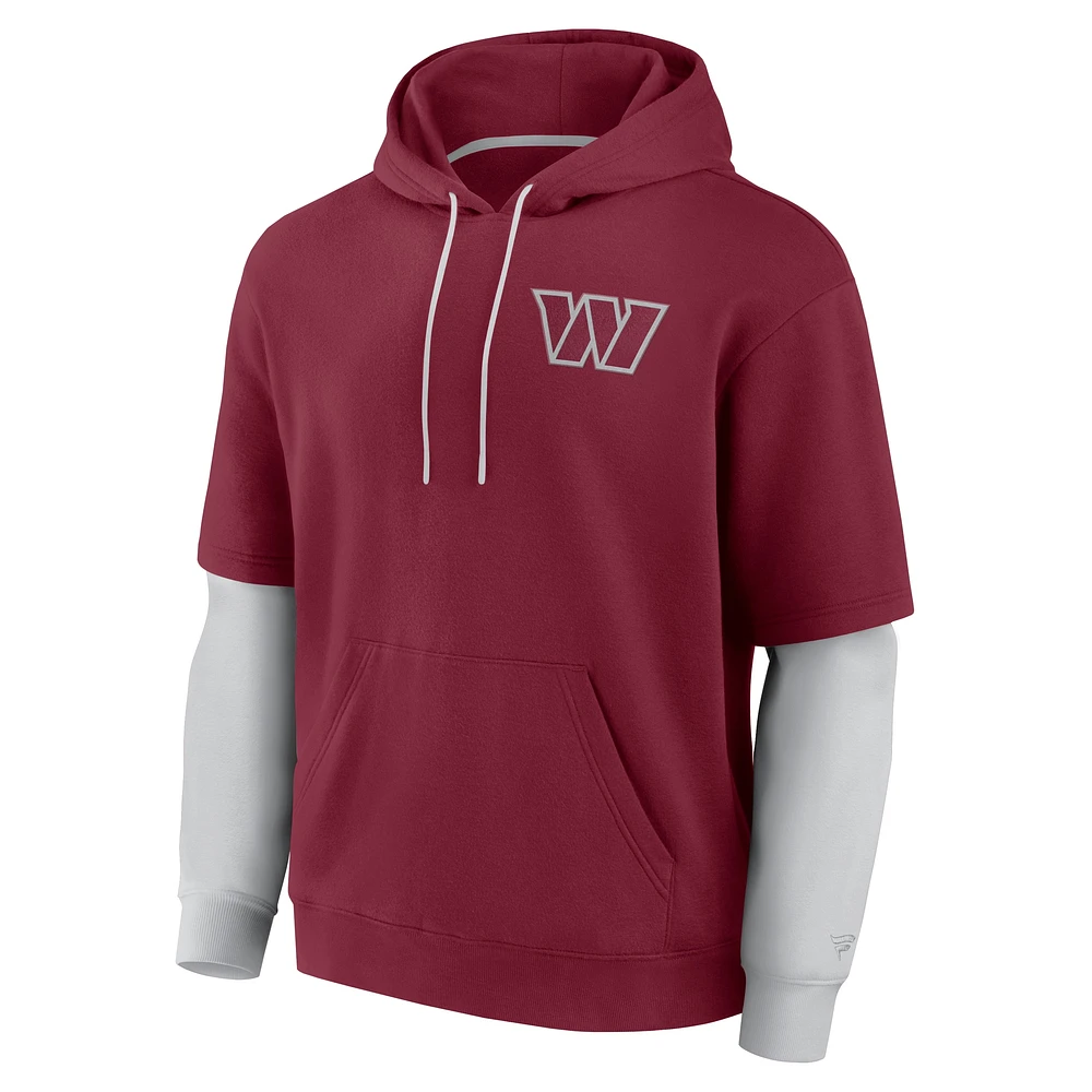 Unisex Fanatics  Burgundy Washington Commanders Sleek Elements Pullover Hoodie