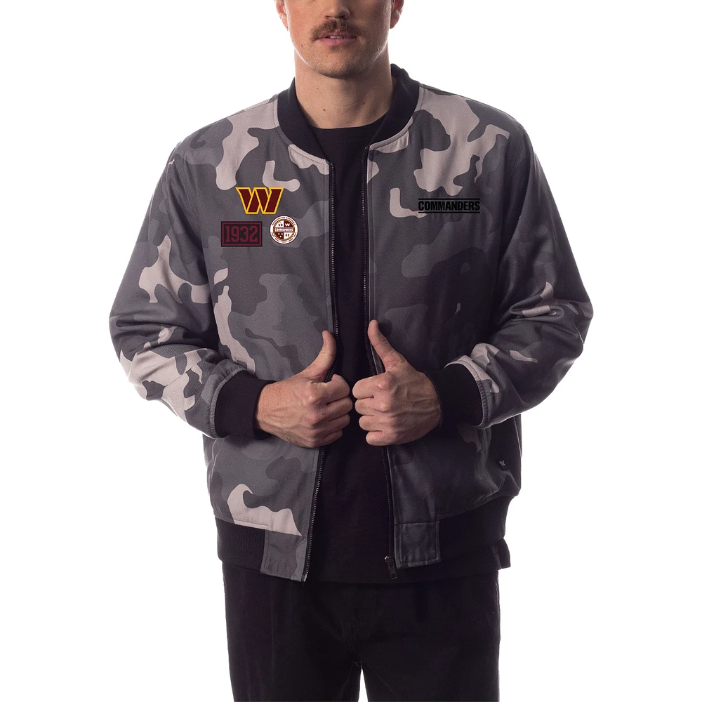 Unisex The Wild Collective Gray Washington Commanders Camo Bomber Jacket