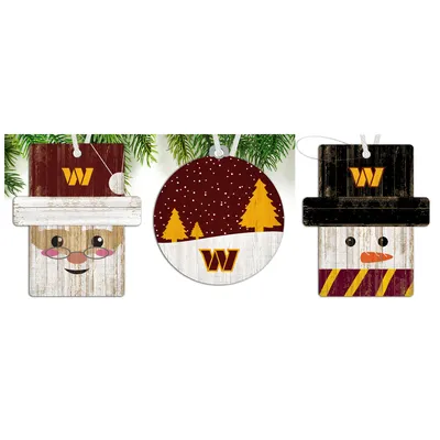 Washington Commanders 3-Pack Ornament Set