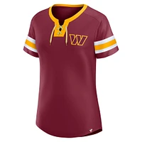 Women's Fanatics  Garnet Washington Commanders Lace-Up Bling T-Shirt