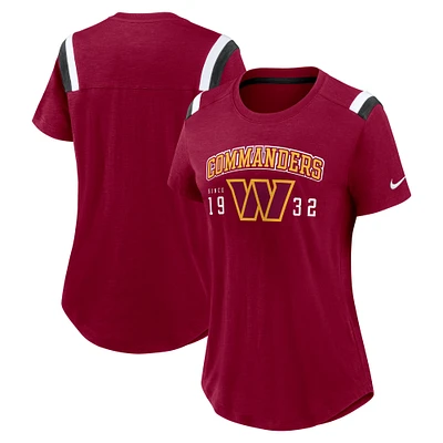 Women's Nike  Heather Red Washington Commanders Historic Slub Fashion T-Shirt