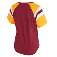 Women's Starter  Burgundy Washington Commanders Game On Notch Neck Raglan T-Shirt
