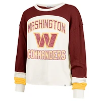 Women's '47 Cream Washington Commanders Double Header Curve Raglan Long Sleeve Crop Top