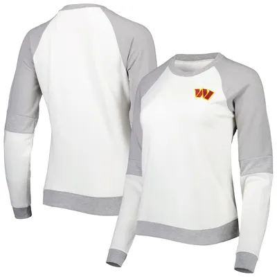 Las Vegas Raiders Antigua Women's Victory Raglan Sleeve Pullover Hoodie -  Heather Gray/Black