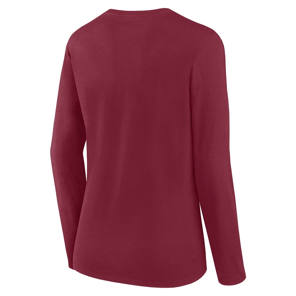 Women's Burgundy Washington Commanders Grip Long Sleeve T-Shirt