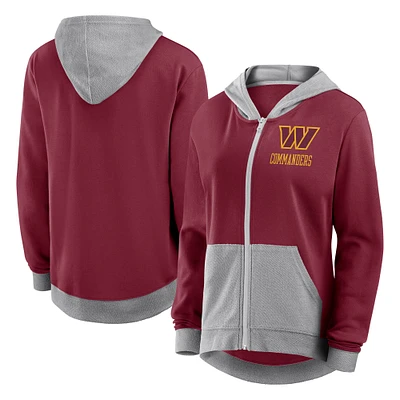 Sweat à capuche entièrement zippé en French Terry Hit It de Washington Commanders bordeaux pour femme