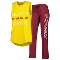 Ensemble de nuit avec débardeur et pantalon Washington Commanders Muscle Concepts Sport pour femmes, bordeaux/dorés