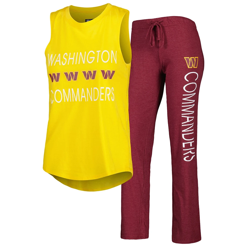 Ensemble de nuit avec débardeur et pantalon Washington Commanders Muscle Concepts Sport pour femmes, bordeaux/dorés