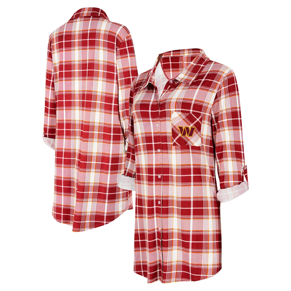 Women's Concepts Sport Burgundy Washington Commanders Ashford Plaid Knit Nightshirt