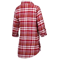 Women's Concepts Sport Burgundy Washington Commanders Mainstay Plaid Full-Button Long Sleeve Nightshirt