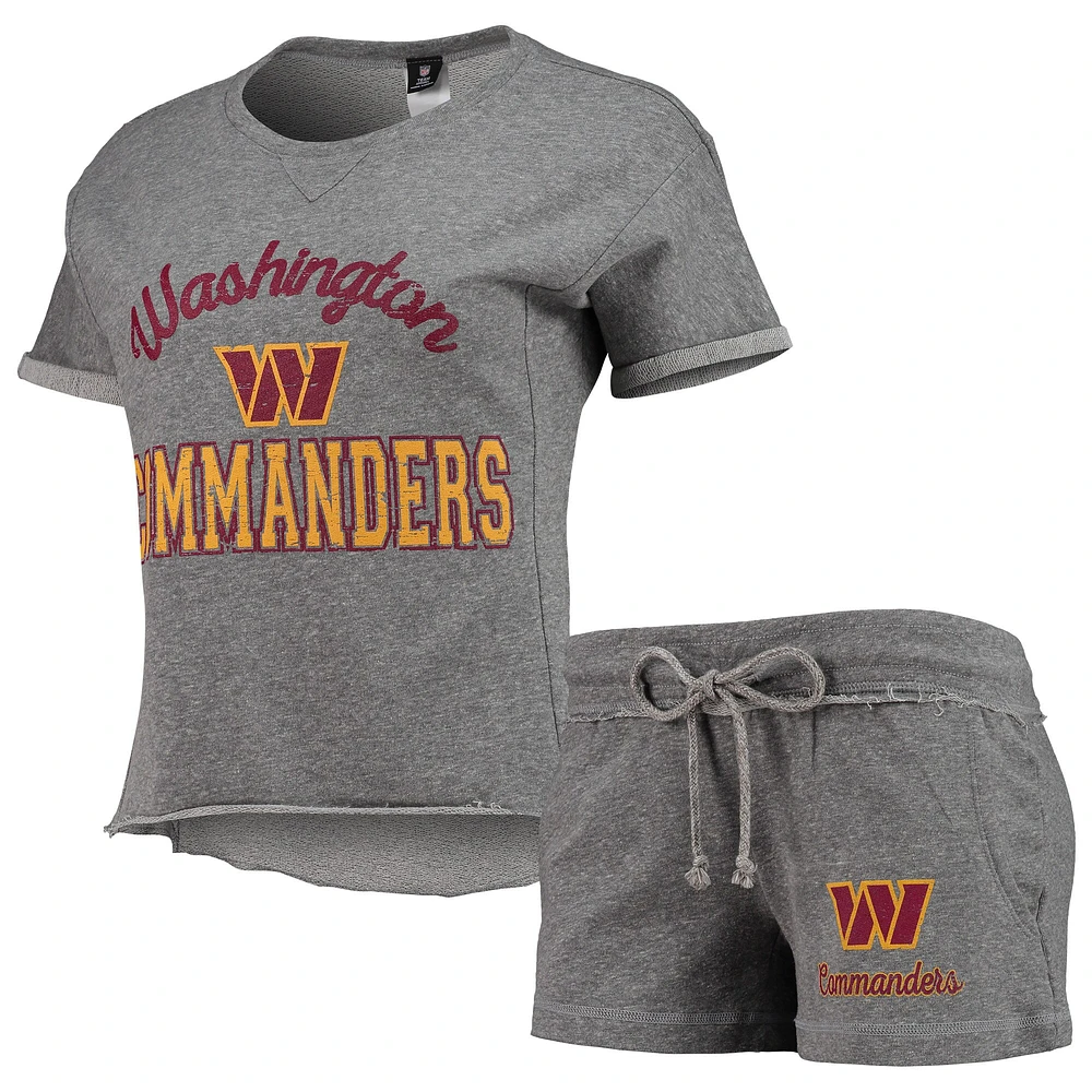 Concepts Sport Gris Washington Commanders Mainstream Tri-Blend T-Shirts & Shorts Lounge Set