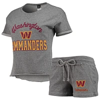 Concepts Sport Gris Washington Commanders Mainstream Tri-Blend T-Shirts & Shorts Lounge Set