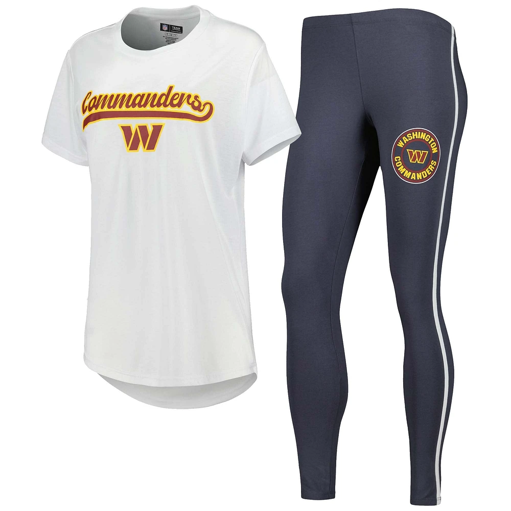 Ensemble de nuit T-shirt et legging Washington Commanders Sonata Concepts Sport pour femmes, blanc/anthracite