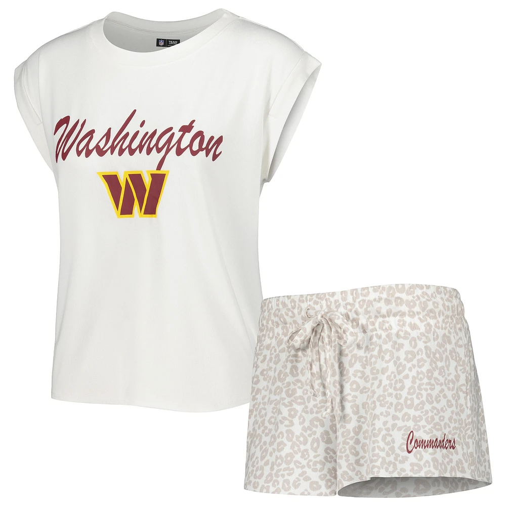 Ensemble de pyjama et short en tricot Washington Commanders Montana Concepts Sport pour femmes, blanc/crème