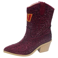 Women's Cuce  Burgundy Washington Commanders Crystal Ankle Boots