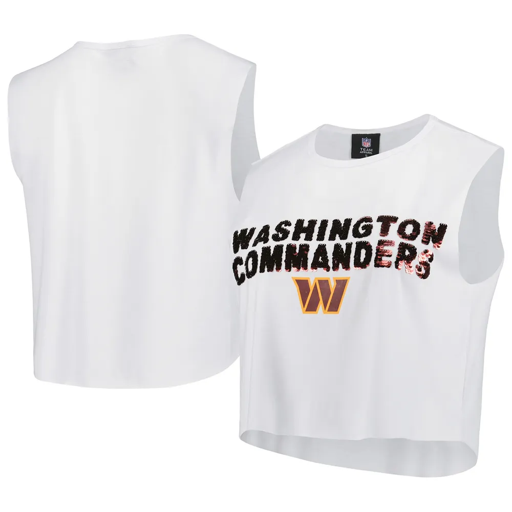 Cuce White Washington Commanders Débardeur court à sequins en trois mélanges pour femme