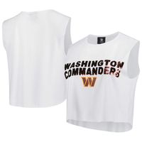 Women's Cuce White Washington Commanders Sequin Tri-Blend Cropped Tank Top