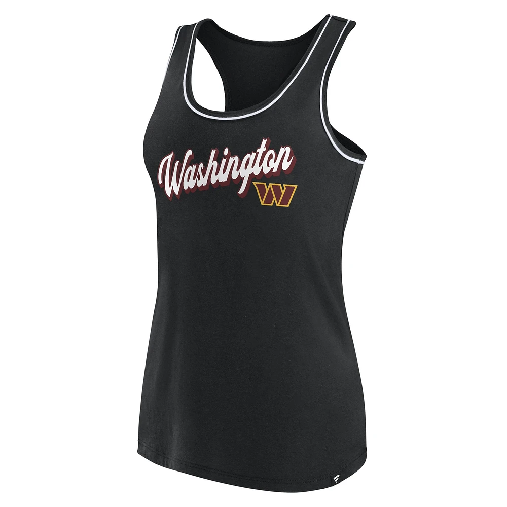 Women's Fanatics Black Washington Commanders Wordmark Logo Racerback Scoop Neck Tank Top