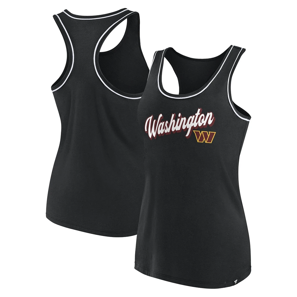 Women's Fanatics Black Washington Commanders Wordmark Logo Racerback Scoop Neck Tank Top