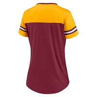 Women's Fanatics Burgundy/Gold Washington Commanders Blitz & Glam Lace-Up V-Neck Jersey T-Shirt