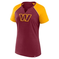 T-shirt raglan pailleté pour femme Fanatics Bordeaux/Or Washington Commanders