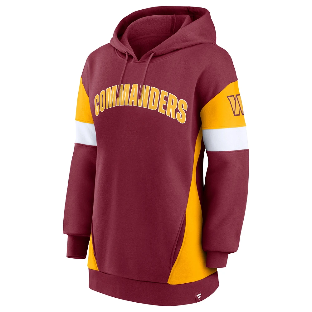 Women's Fanatics Burgundy/Gold Washington Commanders Lock It Down Pullover Hoodie