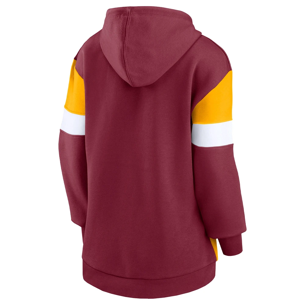 Women's Fanatics Burgundy/Gold Washington Commanders Lock It Down Pullover Hoodie