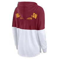 Women's Fanatics Burgundy/White Washington Commanders Backup Option Long Sleeve Hoodie T-Shirt