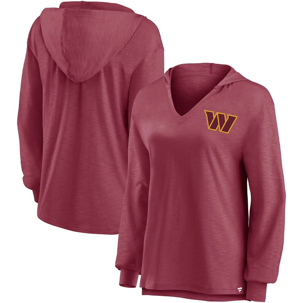 Sweat à capuche col en V Fanatics pour femmes bordeaux Washington Commanders Jumper