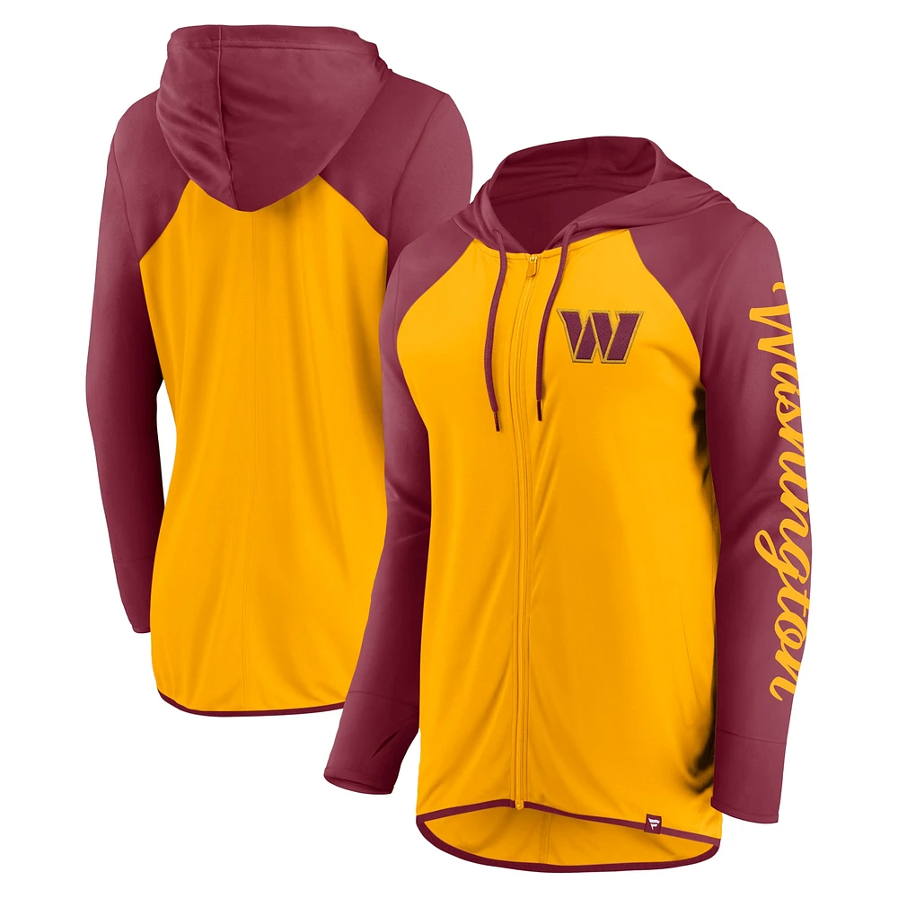 Women's Fanatics Gold/Burgundy Washington Commanders Script Full-Zip Hoodie