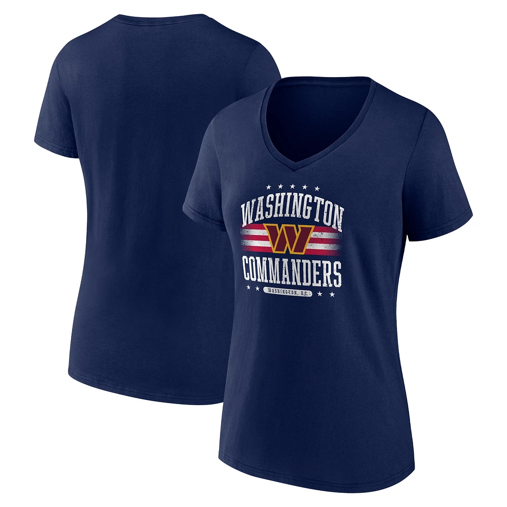 T-shirt à col en V Fanatics Navy Washington Commanders Americana pour femmes