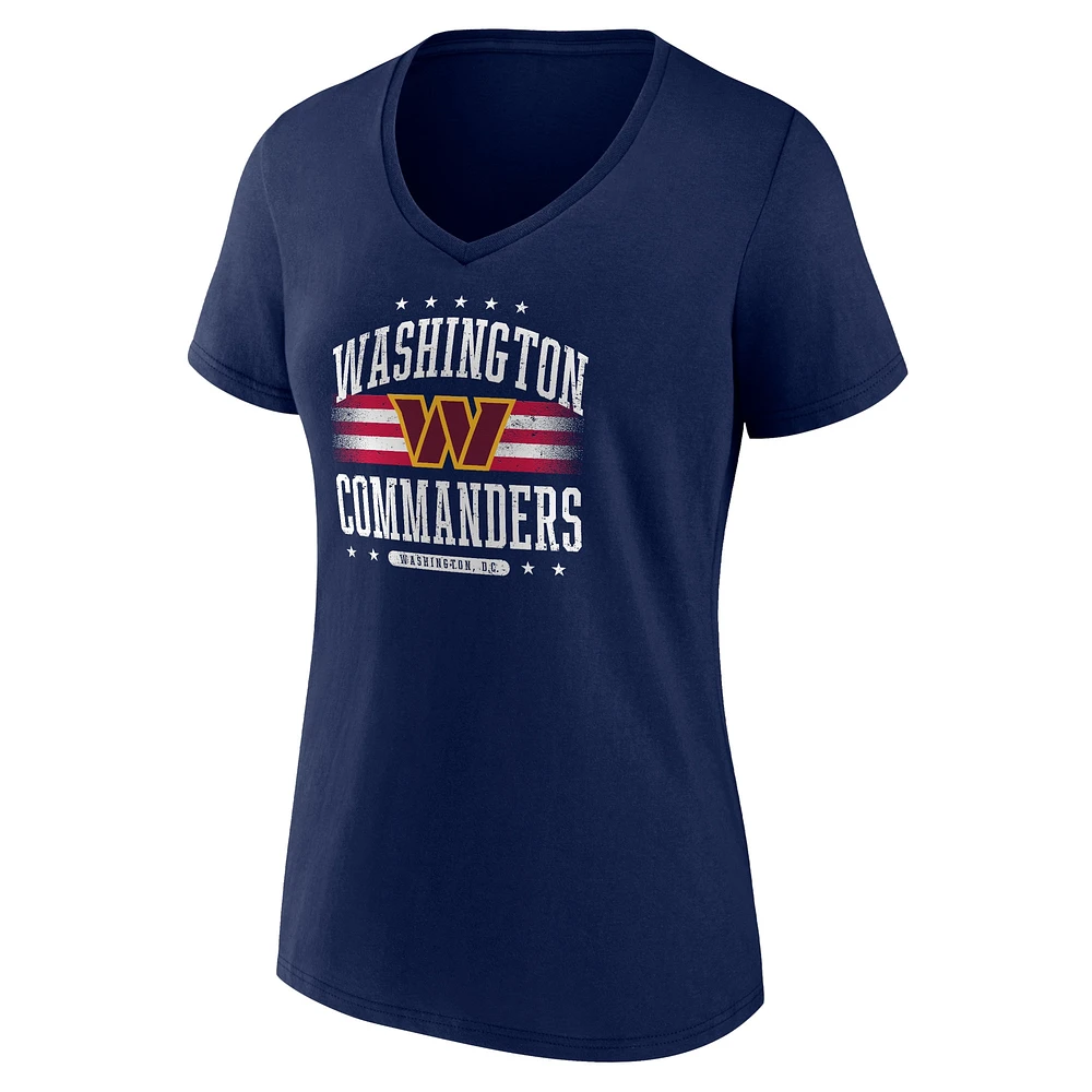 Women's Fanatics Navy Washington Commanders Americana V-Neck T-Shirt