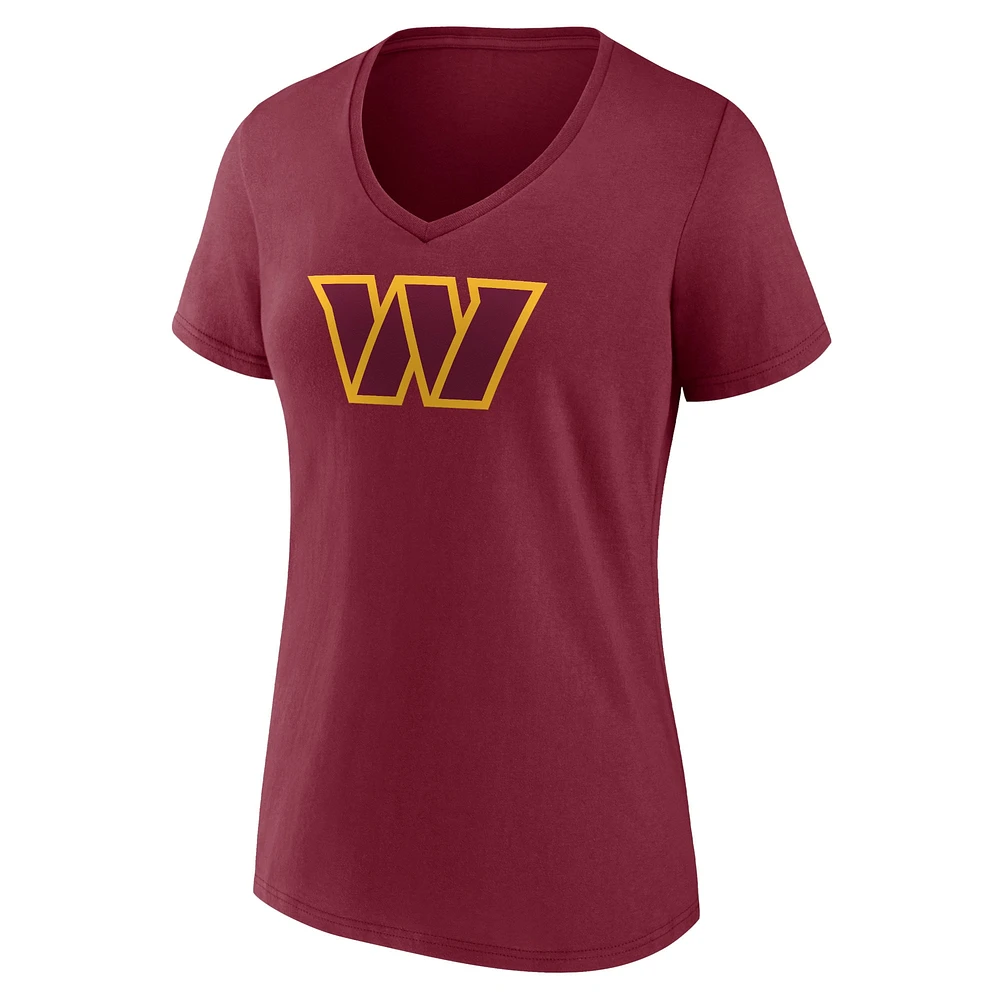 Women's Fanatics Terry McLaurin Burgundy Washington Commanders Player Icon Name & Number V-Neck T-Shirt