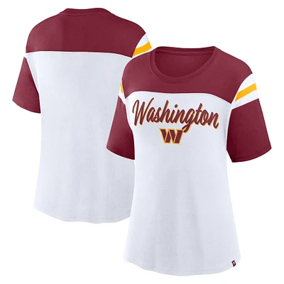 Haut court tendance blanc/bordeaux pour femmes Fanatics Washington Commanders Cheer Chant