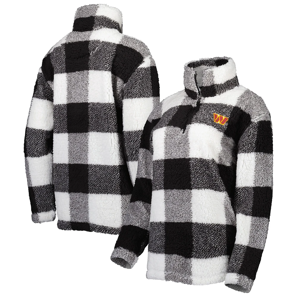 Veste G-III 4Her by Carl Banks pour femmes, noir Washington Commanders Sherpa Plaid Quarter-Zip Jacket